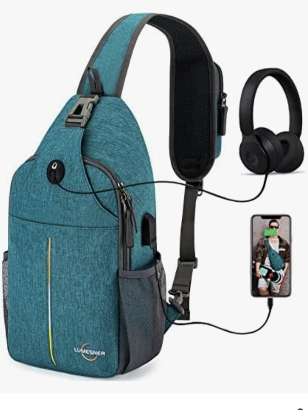 Lumesner Sling Crossbody Backpack, Teal, NWT